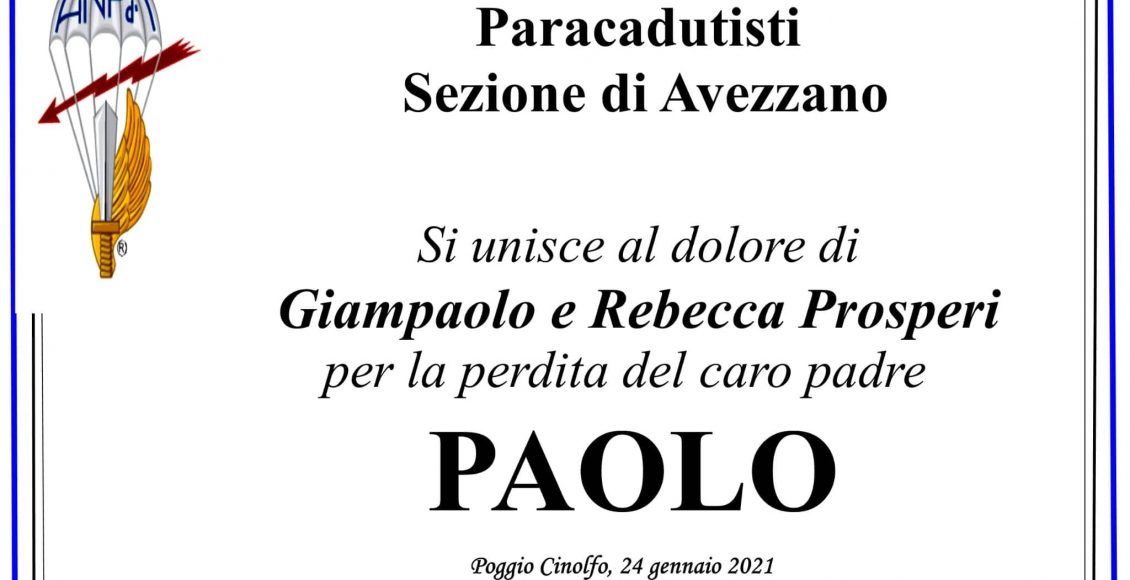 manifesto paracadutisti lutto paolo prosperi