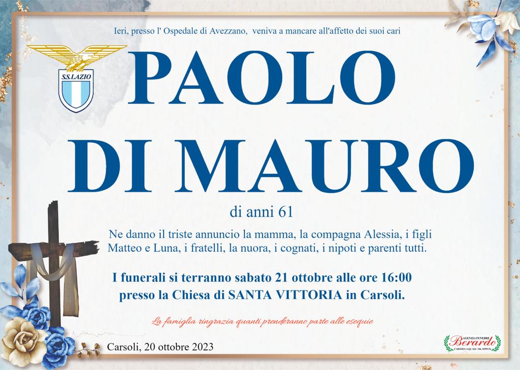 Lutto A Carsoli Per La Scomparsa Di Paolo Di Mauro Confinelive